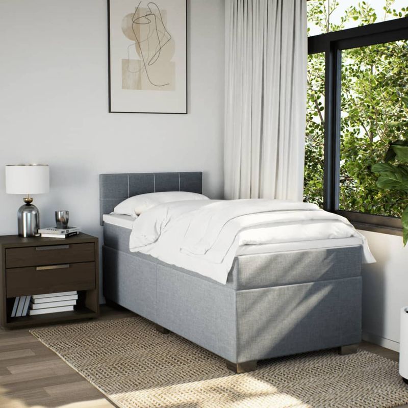Casa si Gradina - Mobilier - Paturi si accesorii - Paturi - Pat continental cu saltea, gri deschis, 80x200 cm, textil - Infinity.ro