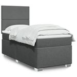 Casa si Gradina - Mobilier - Paturi si accesorii - Paturi - Pat box spring cu saltea, gri inchis, 80x200 cm, textil - Infinity.ro