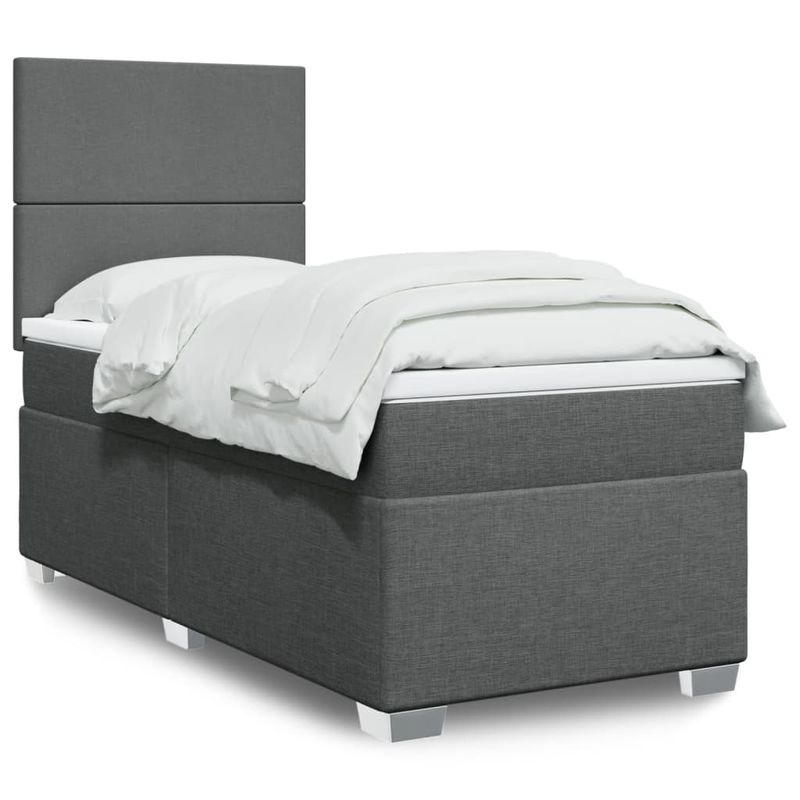 Casa si Gradina - Mobilier - Paturi si accesorii - Paturi - Pat box spring cu saltea, gri inchis, 80x200 cm, textil - Infinity.ro