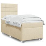 Casa si Gradina - Mobilier - Paturi si accesorii - Paturi - Pat box spring cu saltea, crem, 100x200 cm, textil - Infinity.ro