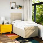 Casa si Gradina - Mobilier - Paturi si accesorii - Paturi - Pat box spring cu saltea, crem, 100x200 cm, textil - Infinity.ro