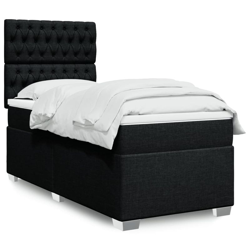 Casa si Gradina - Mobilier - Paturi si accesorii - Paturi - Pat box spring cu saltea, negru, 90x200 cm, textil - Infinity.ro