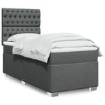 Casa si Gradina - Mobilier - Paturi si accesorii - Paturi - Pat box spring cu saltea, gri inchis, 80x200 cm, textil - Infinity.ro