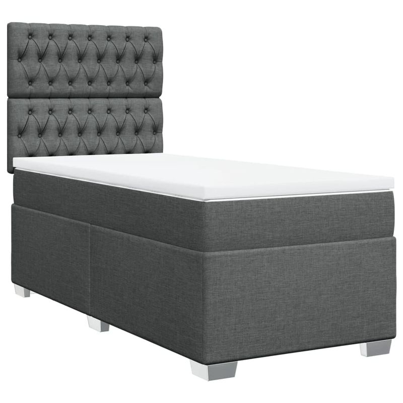 Casa si Gradina - Mobilier - Paturi si accesorii - Paturi - Pat box spring cu saltea, gri inchis, 80x200 cm, textil - Infinity.ro
