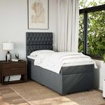Casa si Gradina - Mobilier - Paturi si accesorii - Paturi - Pat box spring cu saltea, gri inchis, 80x200 cm, textil - Infinity.ro