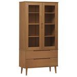 Casa si Gradina - Mobilier - Biblioteci si rafturi - Biblioteci - Dulap cu vitrina, maro, 90x35x175 cm, lemn masiv de pin - Infinity.ro