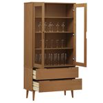 Casa si Gradina - Mobilier - Biblioteci si rafturi - Biblioteci - Dulap cu vitrina, maro, 90x35x175 cm, lemn masiv de pin - Infinity.ro