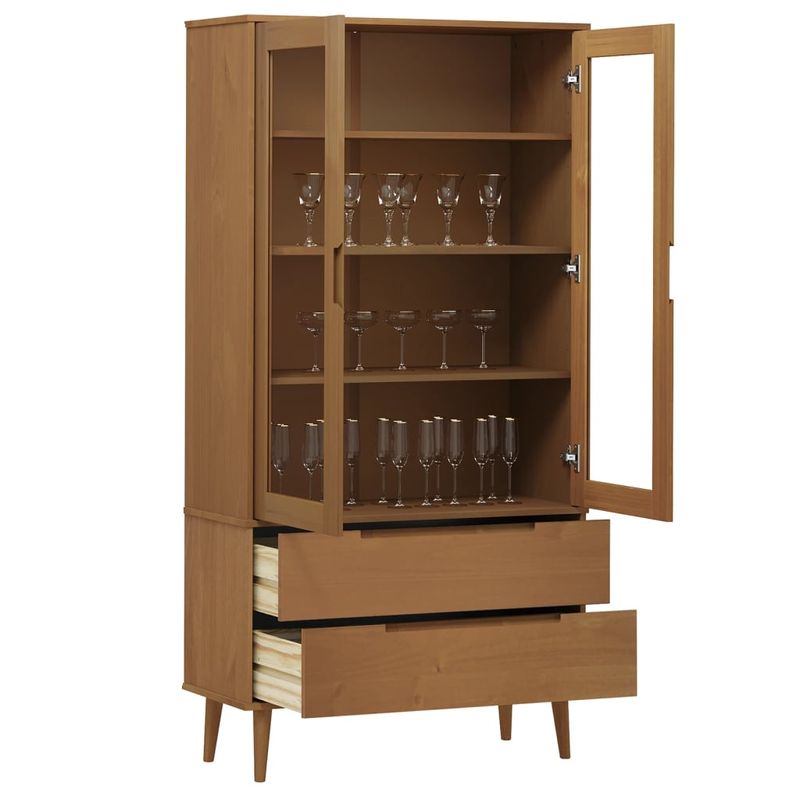 Casa si Gradina - Mobilier - Biblioteci si rafturi - Biblioteci - Dulap cu vitrina, maro, 90x35x175 cm, lemn masiv de pin - Infinity.ro