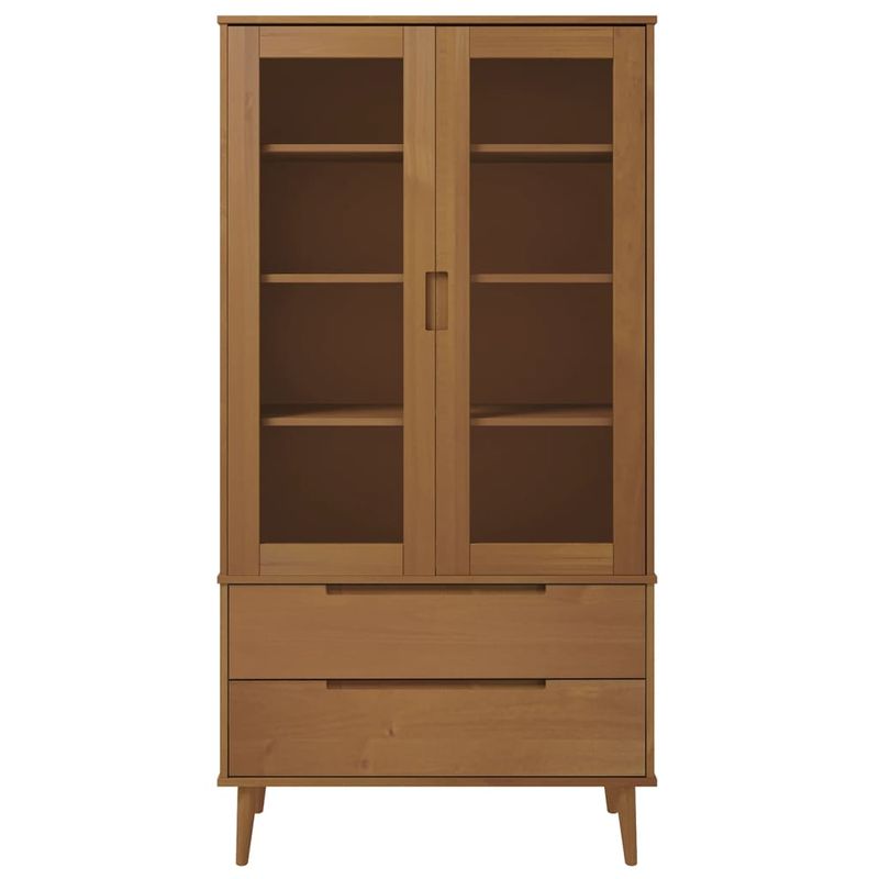 Casa si Gradina - Mobilier - Biblioteci si rafturi - Biblioteci - Dulap cu vitrina, maro, 90x35x175 cm, lemn masiv de pin - Infinity.ro