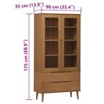 Casa si Gradina - Mobilier - Biblioteci si rafturi - Biblioteci - Dulap cu vitrina, maro, 90x35x175 cm, lemn masiv de pin - Infinity.ro