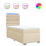 Casa si Gradina - Mobilier - Paturi si accesorii - Paturi - Pat box spring cu saltea, crem, 100x200 cm, textil - Infinity.ro