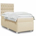 Casa si Gradina - Mobilier - Paturi si accesorii - Paturi - Pat box spring cu saltea, crem, 100x200 cm, textil - Infinity.ro