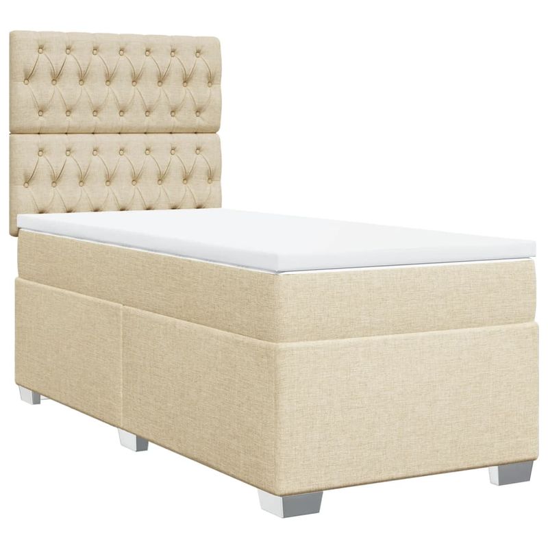 Casa si Gradina - Mobilier - Paturi si accesorii - Paturi - Pat box spring cu saltea, crem, 100x200 cm, textil - Infinity.ro