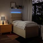 Casa si Gradina - Mobilier - Paturi si accesorii - Paturi - Pat box spring cu saltea, crem, 100x200 cm, textil - Infinity.ro