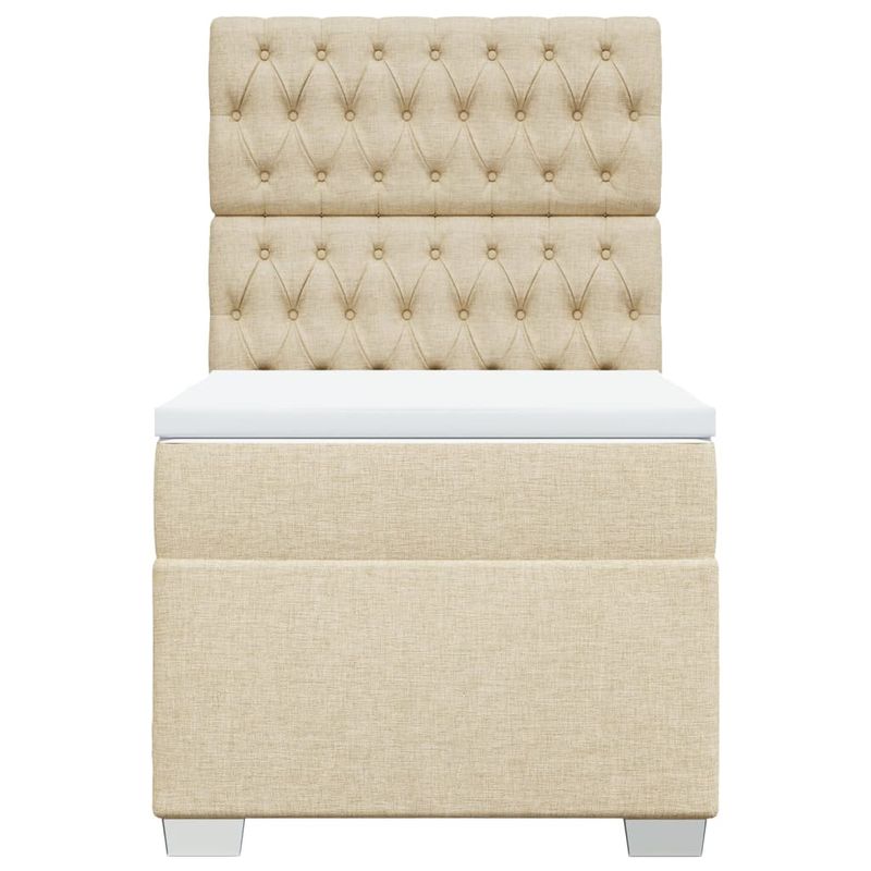 Casa si Gradina - Mobilier - Paturi si accesorii - Paturi - Pat box spring cu saltea, crem, 100x200 cm, textil - Infinity.ro