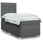 Casa si Gradina - Mobilier - Paturi si accesorii - Paturi - Pat box spring cu saltea, gri inchis, 80x200 cm, textil - Infinity.ro