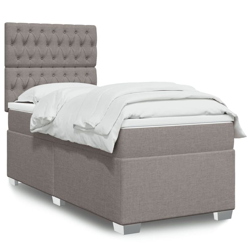 Casa si Gradina - Mobilier - Paturi si accesorii - Paturi - Pat box spring cu saltea, gri taupe, 90x190 cm, textil - Infinity.ro