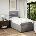 Casa si Gradina - Mobilier - Paturi si accesorii - Paturi - Pat box spring cu saltea, gri taupe, 90x190 cm, textil - Infinity.ro