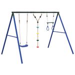 Jucarii, Copii si Bebe - Jucarii si jocuri - Jucarii de exterior - Spatii de joaca si accesorii - Set leagan de exterior, cu leagan, trapez și scara, albastru, model scaun leagăn + trapez + leagăn disc - Infinity.ro