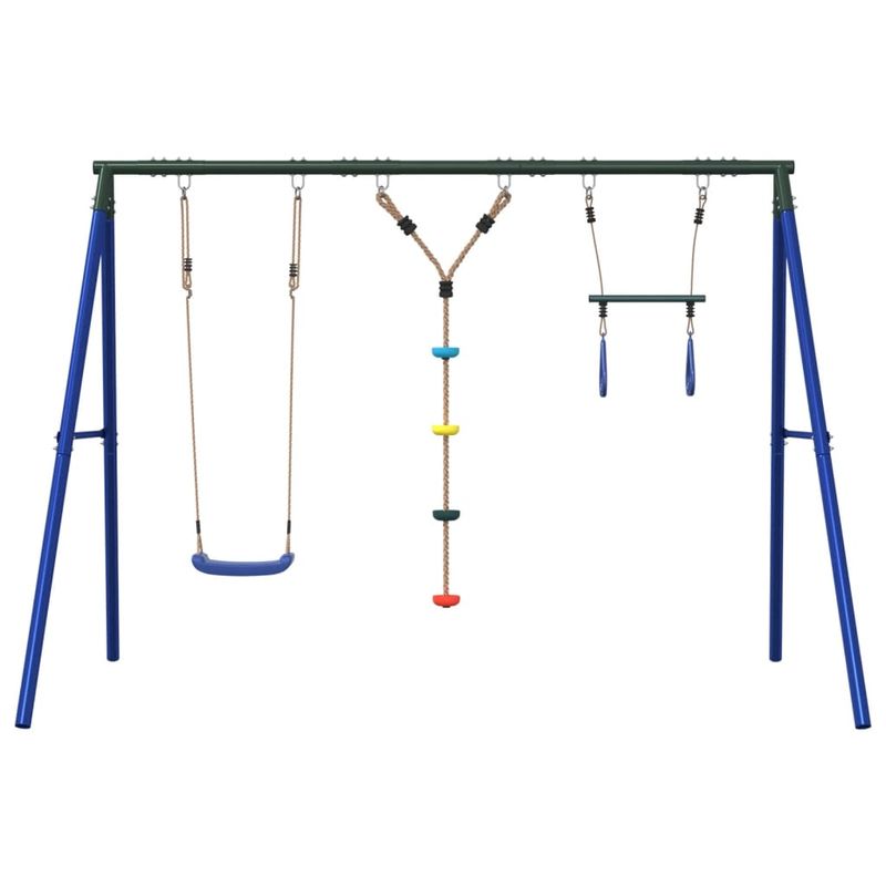 Jucarii, Copii si Bebe - Jucarii si jocuri - Jucarii de exterior - Spatii de joaca si accesorii - Set leagan de exterior, cu leagan, trapez și scara, albastru, model scaun leagăn + trapez + leagăn disc - Infinity.ro
