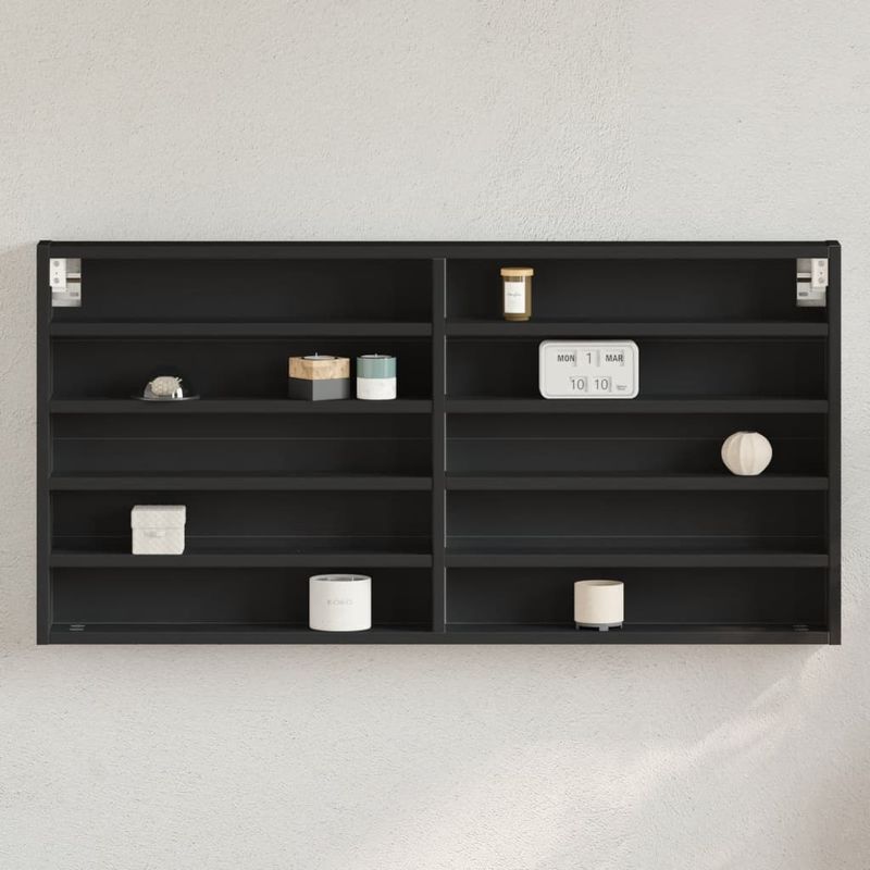 Casa si Gradina - Mobilier - Biblioteci si rafturi - Rafturi - Dulap cu vitrina, negru, 100x8,5x58 cm, lemn prelucrat - Infinity.ro