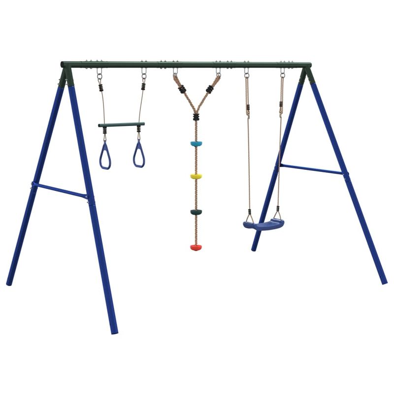 Jucarii, Copii si Bebe - Jucarii si jocuri - Jucarii de exterior - Spatii de joaca si accesorii - Set leagan de exterior, cu leagan, trapez și scara, albastru, model scaun leagăn + trapez + leagăn disc - Infinity.ro