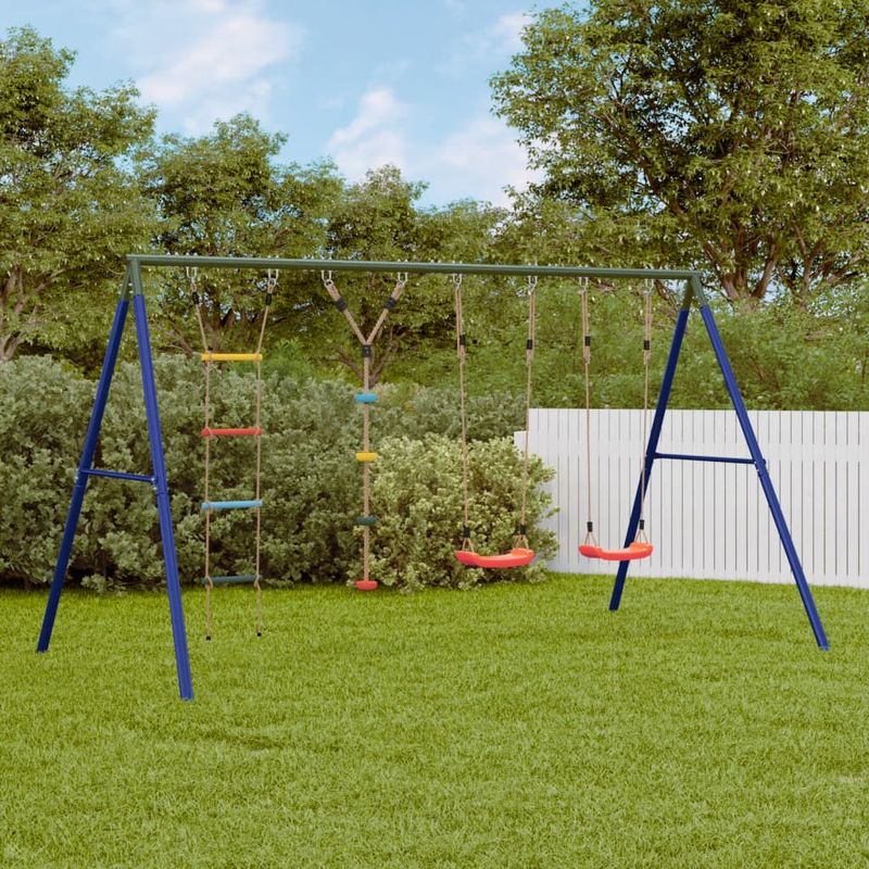 Jucarii, Copii si Bebe - Jucarii si jocuri - Jucarii de exterior - Spatii de joaca si accesorii - Set leagan de exterior, cu leagane, scara și leagan cu disc, roșu - Infinity.ro