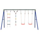 Jucarii, Copii si Bebe - Jucarii si jocuri - Jucarii de exterior - Spatii de joaca si accesorii - Set leagan de exterior, cu leagane, scara și leagan cu disc, roșu - Infinity.ro