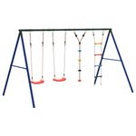 Jucarii, Copii si Bebe - Jucarii si jocuri - Jucarii de exterior - Spatii de joaca si accesorii - Set leagan de exterior, cu leagane, scara și leagan cu disc, roșu - Infinity.ro