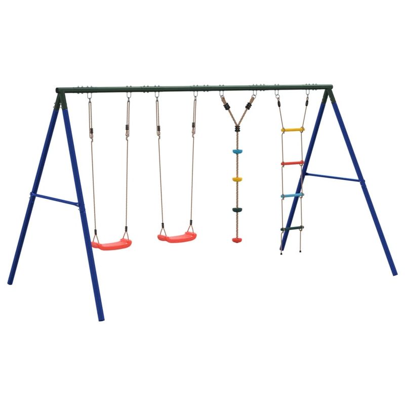 Jucarii, Copii si Bebe - Jucarii si jocuri - Jucarii de exterior - Spatii de joaca si accesorii - Set leagan de exterior, cu leagane, scara și leagan cu disc, roșu - Infinity.ro