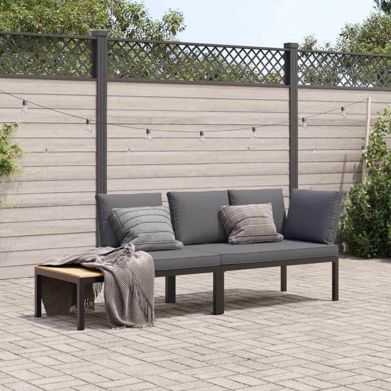 Casa si Gradina - Gradina si terasa - Mobilier exterior - Seturi mobila gradina - Set canapea de gradina, 2 piese, cu perne, negru, aluminiu - Infinity.ro