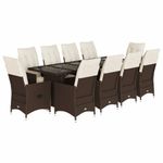 Casa si Gradina - Gradina si terasa - Mobilier exterior - Seturi mobila gradina - Set bistro de gradina cu perne, 11 piese, maro, poliratan - Infinity.ro