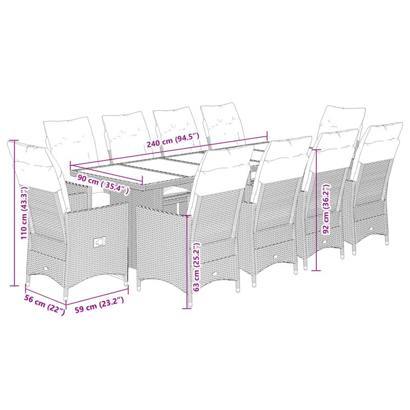 Casa si Gradina - Gradina si terasa - Mobilier exterior - Seturi mobila gradina - Set bistro de gradina cu perne, 11 piese, maro, poliratan - Infinity.ro