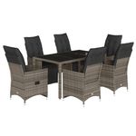 Casa si Gradina - Gradina si terasa - Mobilier exterior - Seturi mobila gradina - Set bistro de gradina cu perne, 7 piese, gri, poliratan - Infinity.ro