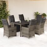 Casa si Gradina - Gradina si terasa - Mobilier exterior - Seturi mobila gradina - Set bistro de gradina cu perne, 7 piese, gri, poliratan - Infinity.ro