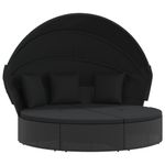 Casa si Gradina - Gradina si terasa - Mobilier exterior - Scaune si sezlonguri gradina - Pat sezlong pentru exterior cu baldachin, negru, poliratan - Infinity.ro
