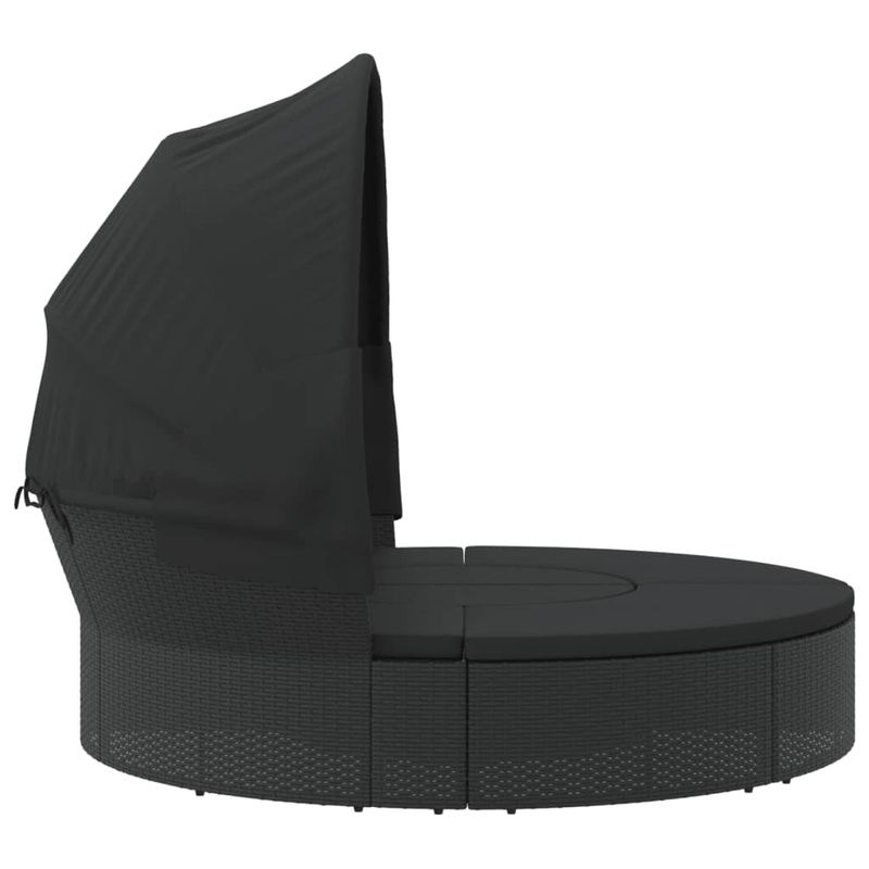 Casa si Gradina - Gradina si terasa - Mobilier exterior - Scaune si sezlonguri gradina - Pat sezlong pentru exterior cu baldachin, negru, poliratan - Infinity.ro