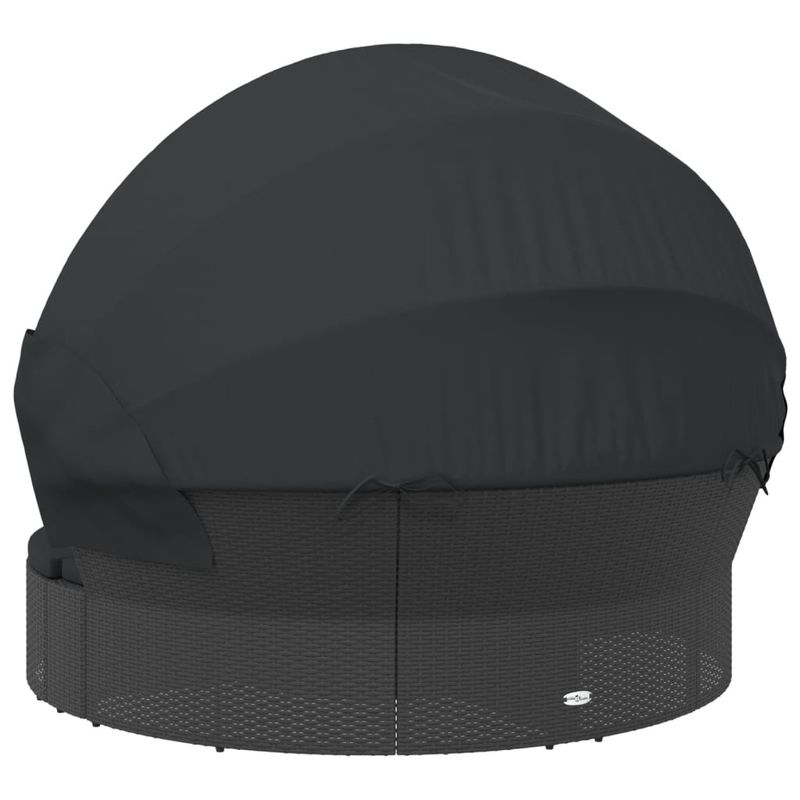 Casa si Gradina - Gradina si terasa - Mobilier exterior - Scaune si sezlonguri gradina - Pat sezlong pentru exterior cu baldachin, negru, poliratan - Infinity.ro