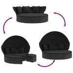 Casa si Gradina - Gradina si terasa - Mobilier exterior - Scaune si sezlonguri gradina - Pat sezlong pentru exterior cu baldachin, negru, poliratan - Infinity.ro