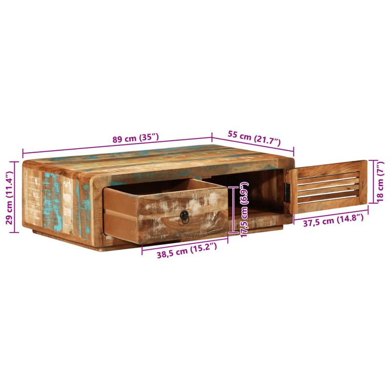 Casa si Gradina - Mobilier - Mese si birouri - Masute de cafea - Masuta de cafea, 89x55x29 cm, lemn masiv reciclat - Infinity.ro