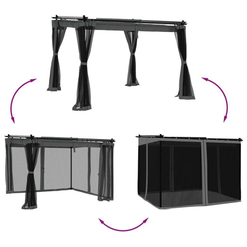 Casa si Gradina - Gradina si terasa - Umbrele si pavilioane - Pavilioane - Foisor cu pereti din plasa, antracit, 3x3 m, otel - Infinity.ro