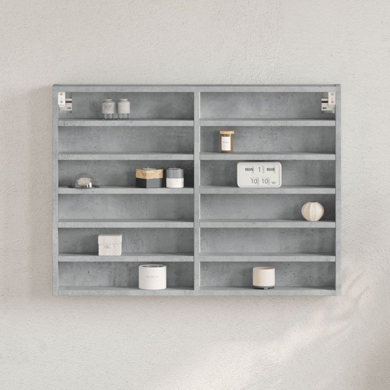 Casa si Gradina - Mobilier - Biblioteci si rafturi - Rafturi - Dulap cu vitrina, gri beton, 80x8,5x58 cm, lemn prelucrat - Infinity.ro