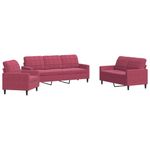 Casa si Gradina - Mobilier - Seturi de mobilier - Seturi living - Set canapea cu perne, 3 piese, rosu vin, catifea - Infinity.ro