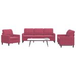 Casa si Gradina - Mobilier - Seturi de mobilier - Seturi living - Set canapea cu perne, 3 piese, rosu vin, catifea - Infinity.ro