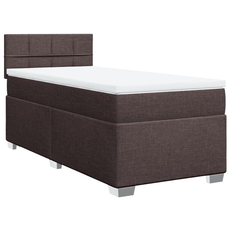 Casa si Gradina - Mobilier - Paturi si accesorii - Paturi - Pat box spring cu saltea, maro inchis, 90x200 cm, textil - Infinity.ro