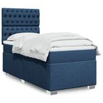 Casa si Gradina - Mobilier - Paturi si accesorii - Paturi - Pat box spring cu saltea, albastru, 90x200 cm, textil - Infinity.ro