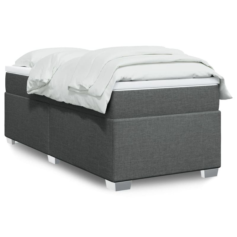 Casa si Gradina - Mobilier - Paturi si accesorii - Paturi - Pat box spring cu saltea, gri inchis, 90x190 cm, textil - Infinity.ro
