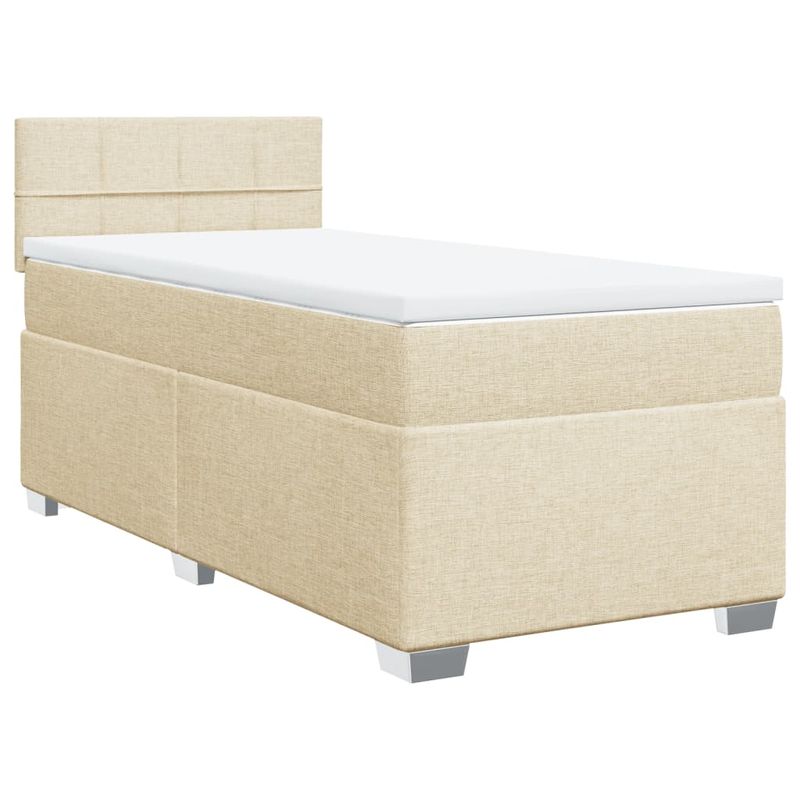 Casa si Gradina - Mobilier - Paturi si accesorii - Paturi - Pat box spring cu saltea, crem, 90x200 cm, textil - Infinity.ro