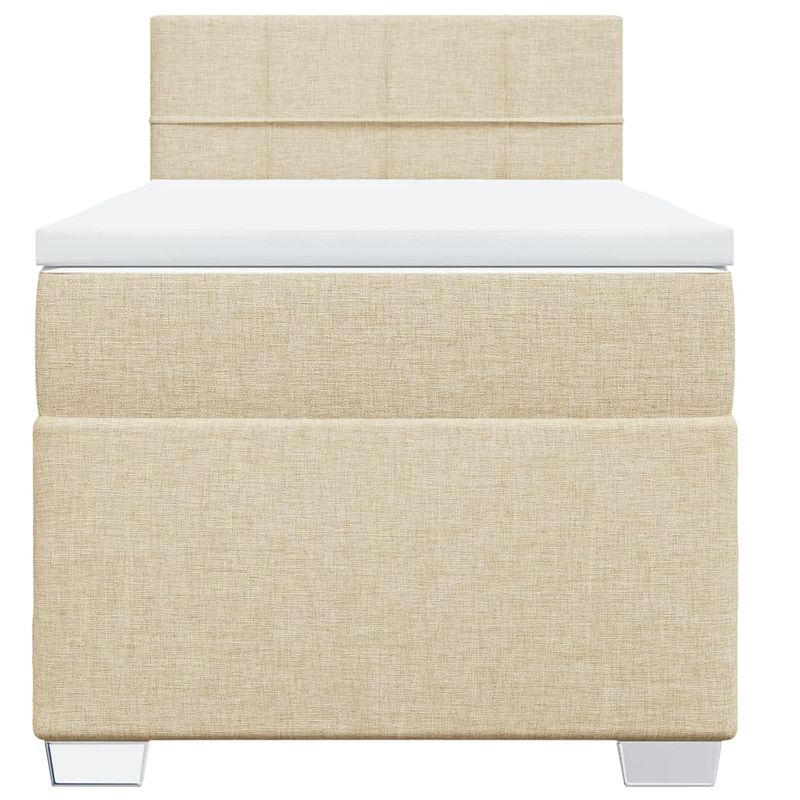 Casa si Gradina - Mobilier - Paturi si accesorii - Paturi - Pat box spring cu saltea, crem, 90x200 cm, textil - Infinity.ro