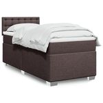 Casa si Gradina - Mobilier - Paturi si accesorii - Paturi - Pat box spring cu saltea, maro inchis, 90x190 cm, textil - Infinity.ro
